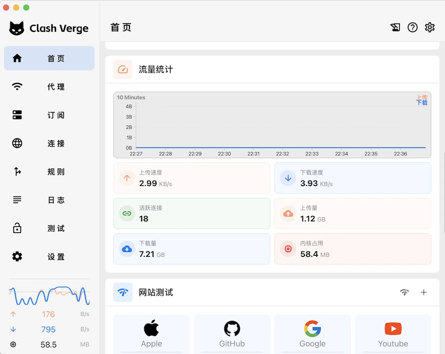 Clash Verge 多平台客户端界面示意图